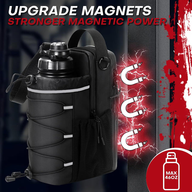 Black Magnetic Water Bottle Holster Large-Capacity Crossbody Carry Pouch for Outdoor & Gym Use – product detail