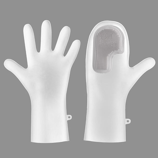 3 Pairs of Grey Brush Gloves Integrated Brush Glove Multifunctional Cleaning Glove for Kitchen Dishwashing