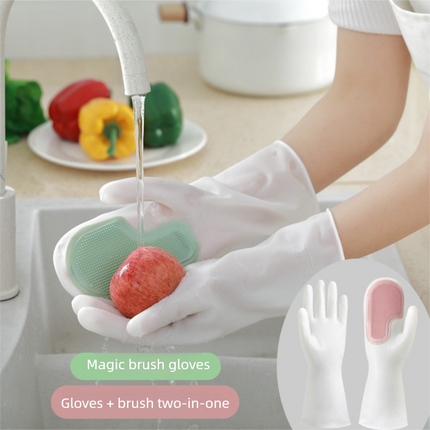 3 Pairs of Grey Brush Gloves Integrated Brush Glove – Multifunctional Cleaning Glove for Kitchen, Dishwashing & Household Tasks