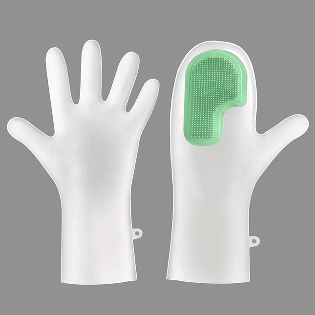 3 Pairs of Green Brush Gloves Integrated Brush Glove Multifunctional Cleaning Glove for Kitchen Dishwashing