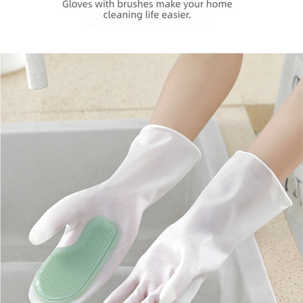 3 Pairs of Green Brush Gloves Integrated Brush Glove – Multifunctional Cleaning Glove for Kitchen, Dishwashing & Household Tasks