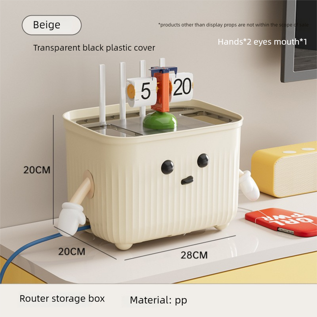 Beige Router Storage Box Multi-Layer Cable Management Organizer for Home Wi-Fi Equipment – product detail
