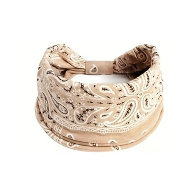 Beige Bohemian Yoga Headband Elastic Sweat-Wicking Hairband for Women V888-ELOSUNG47165