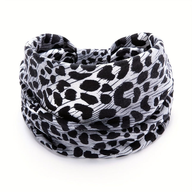 White Leopard print Yoga Headband Elastic Sweat-Wicking Hairband for Women V888-ELOSUNG47169