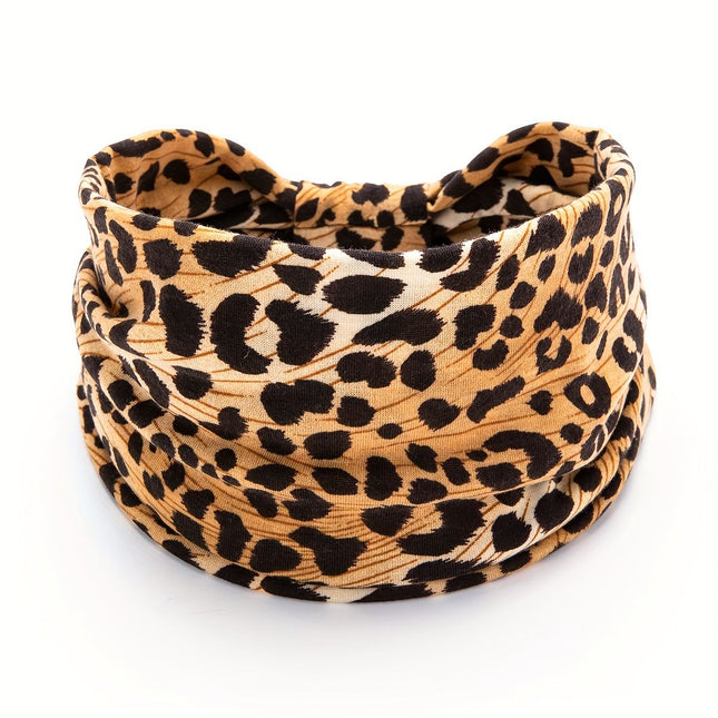 Khaki Leopard print Yoga Headband Elastic Sweat-Wicking Hairband for Women V888-ELOSUNG47170