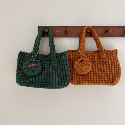 Beige Handcrafted Crochet Tote Bag – Vintage-Style Woven Cotton-Yarn Look Bag