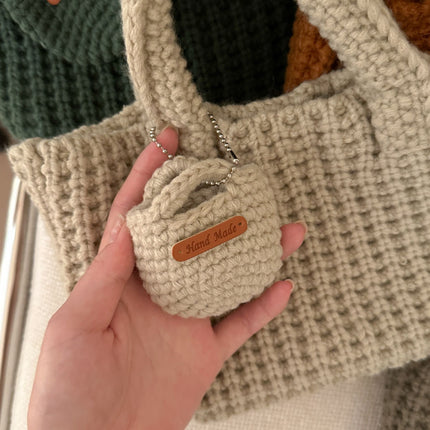 Dark Green Handcrafted Crochet Tote Bag – Vintage-Style Woven Cotton-Yarn Look Bag