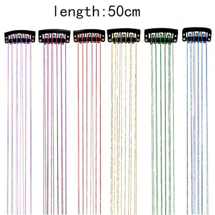 Silver Laser Iridescent Hair Extensions – 12-Piece Clip-In Highlight Strands (High-Temperature Fiber)