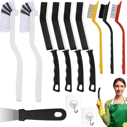 Set B Multi-Use Heavy-Duty Cleaning Brush Set – 12-Piece Hard Bristle Tool Kit for Kitchen, Bathroom & Tight Spaces