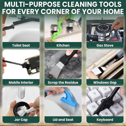 Set B Multi-Use Heavy-Duty Cleaning Brush Set – 12-Piece Hard Bristle Tool Kit for Kitchen, Bathroom & Tight Spaces