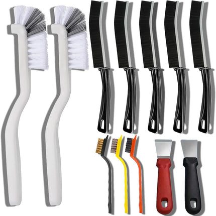 Set C Multi-Use Heavy-Duty Cleaning Brush Set – 12-Piece Hard Bristle Tool Kit for Kitchen, Bathroom & Tight Spaces