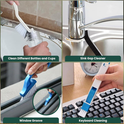 Set C Multi-Use Heavy-Duty Cleaning Brush Set – 12-Piece Hard Bristle Tool Kit for Kitchen, Bathroom & Tight Spaces