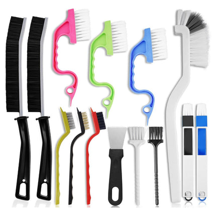 Set A Multi-Use Heavy-Duty Cleaning Brush Set – 14-Piece Hard Bristle Tool Kit for Kitchen, Bathroom & Tight Spaces