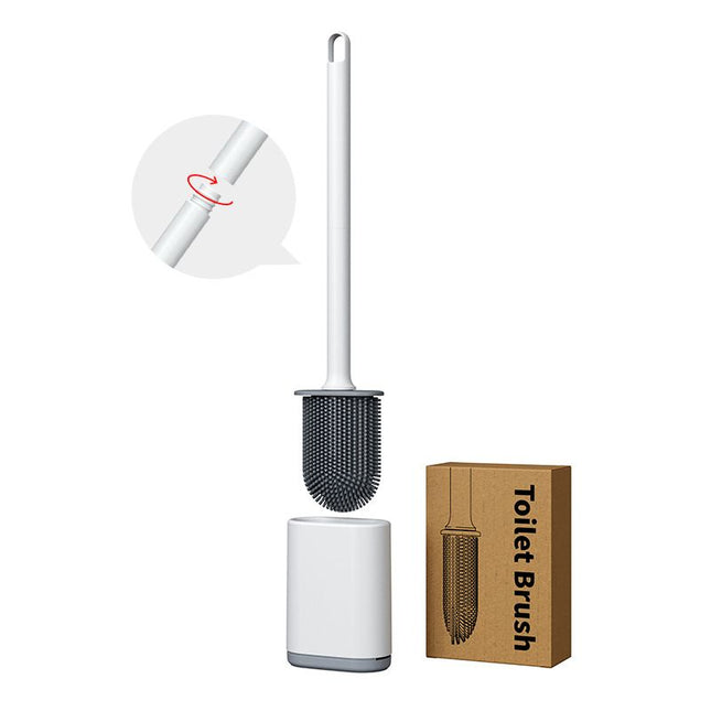 White Wall-Mountable Toilet Brush Set Soft-Tip 360 Degree Cleaning System V888-ELOSUNG47197