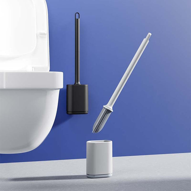 White Wall-Mountable Toilet Brush Set Soft-Tip 360 Degree Cleaning System – product detail