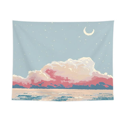 Moonlight by the Sea Design Wall Tapestry 200x150cm - Soft Plush Fabric Hanging for Bedroom, Living Room, Dorm Decor - Includes Mounting Kit for Easy Installation