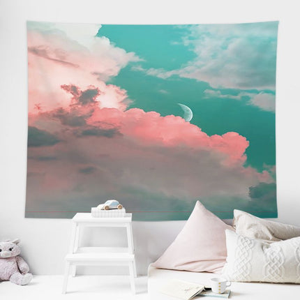 Sunset over a meadow Wall Tapestry 200x150cm - Soft Plush Fabric Hanging for Bedroom, Living Room, Dorm Decor - Includes Mounting Kit for Easy Installation