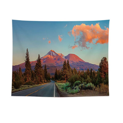 Sunset Highway Design Wall Tapestry 200x150cm - Soft Plush Fabric Hanging for Bedroom, Living Room, Dorm Decor - Includes Mounting Kit for Easy Installation