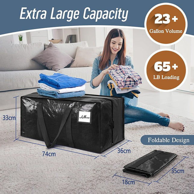 4 Pack Extra Heavy Duty Large Moving Bags with Strong Zipper & Comfortable Handles Sturdy – product detail