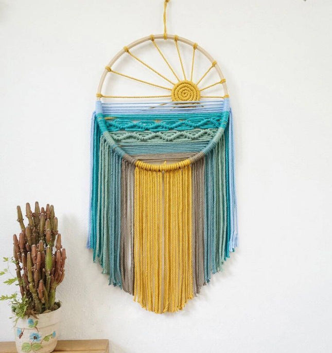 Style 3 Hand-Woven Cotton Rope Sunrise Sunset Wall Hanging