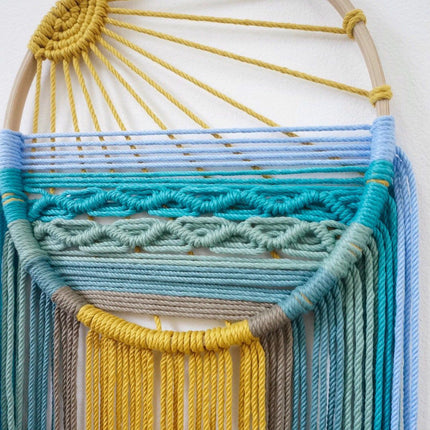 Style 3 Hand-Woven Cotton Rope Sunrise Sunset Wall Hanging - Bohemian Macrame Tapestry with Tassels, 60x30cm - Perfect for Living Room, Bedroom