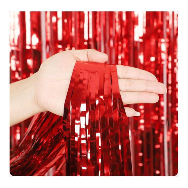 10 Pcs Red Shiny Tinsel Foil Fringe V888-ELOSUNG47242