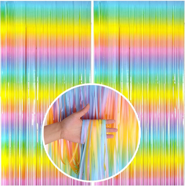 5 Pcs Style 1 Colorful Pastel Rainbow Metallic Fringe Curtain