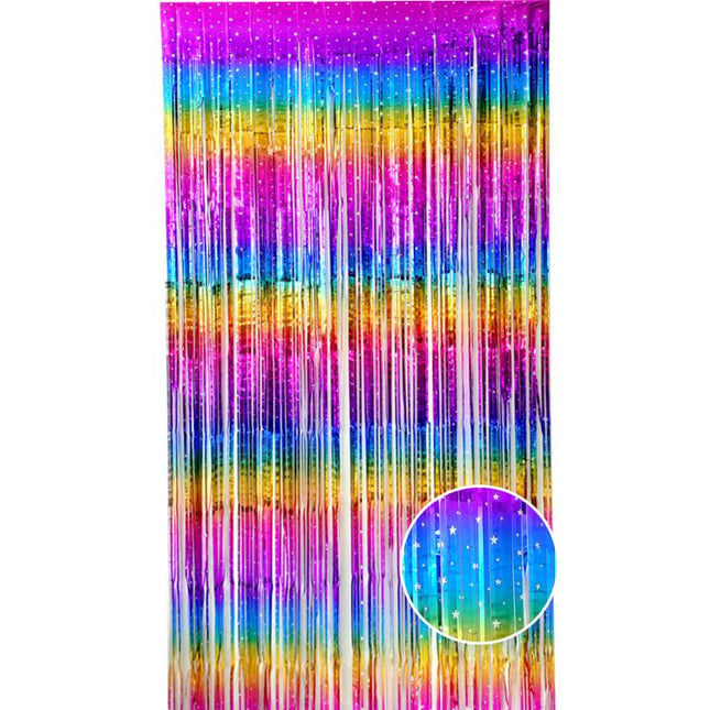 5 Pcs Style 2 Colorful Pastel Rainbow Metallic Fringe Curtain