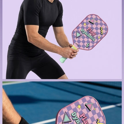 Pink and Purple Pickleball Paddle Set - Fiberglass Face with PP Honeycomb Core, 2 Paddles 4 Balls & Carry Bag - Lightweight Vibration Dampening Grip for Beginners & Family Play