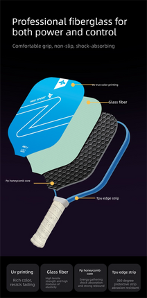 Purple Gradient Pickleball Paddle Set -  Fiberglass Paddles with PP Honeycomb Core, 2 Paddles 4 Balls & Carry Bag