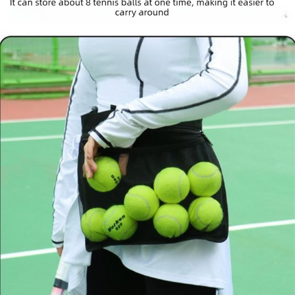 Black Mesh Ball Waist Bag - Large Capacity Portable Pickleball & Tennis Ball Carrier with Adjustable Belt & Inner Pocket - Lightweight Sports Storage Pouch for Training & Outdoor Play