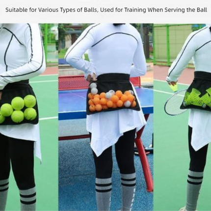Black Mesh Ball Waist Bag - Large Capacity Portable Pickleball & Tennis Ball Carrier with Adjustable Belt & Inner Pocket - Lightweight Sports Storage Pouch for Training & Outdoor Play
