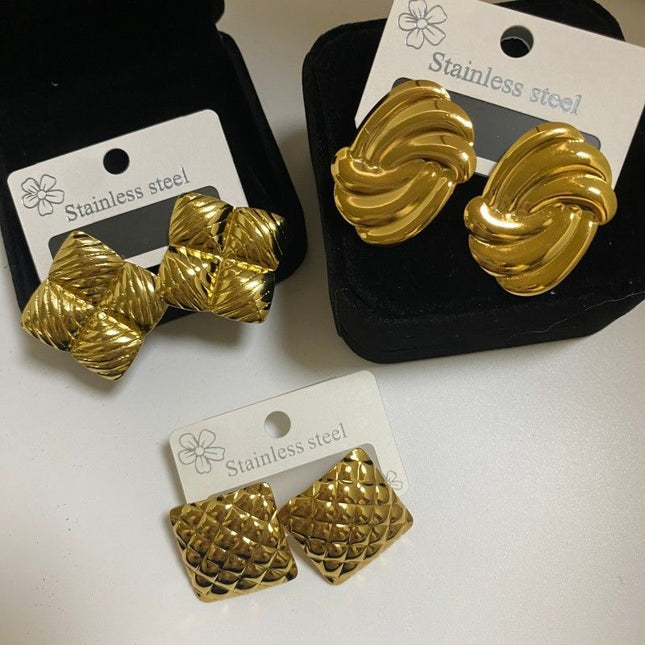 Combination A 18K Gold-Plated Stainless Steel Earring Set