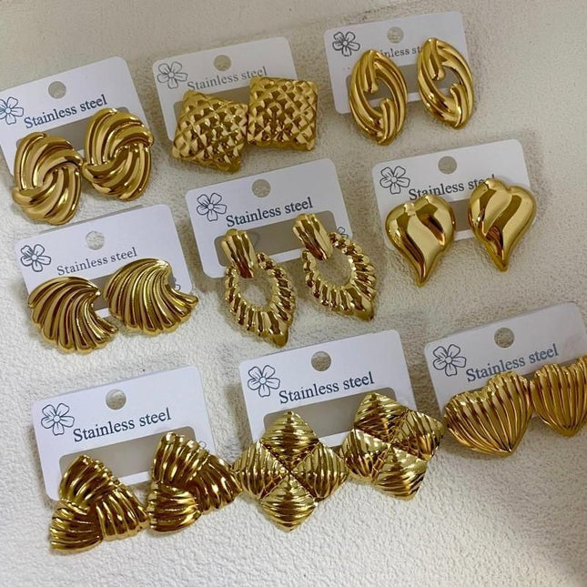 Combination A 18K Gold-Plated Stainless Steel Earring Set – product detail
