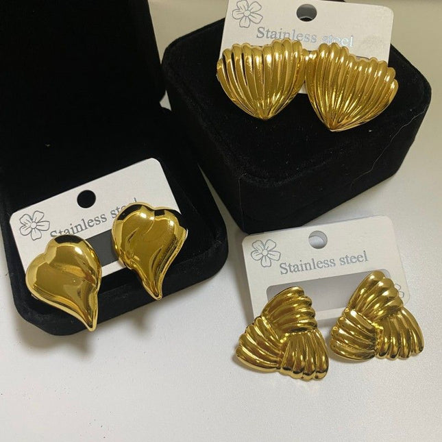 Combination B 18K Gold-Plated Stainless Steel Earring Set