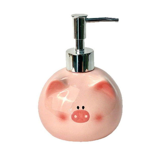 Pink Cute Pink Pig Ceramic Soap Dispenser with Pump
