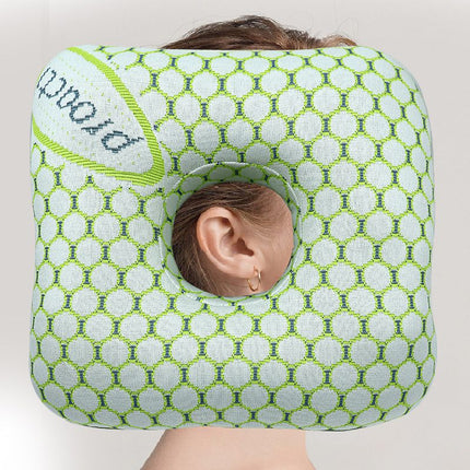 Light Green Ear Piercing Pillow - Soft Side Sleeper Cushion with Hollow Center for Pressure Relief, Post-Piercing Care & Comfortable Napping