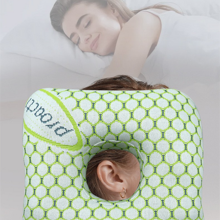 Light Gold Ear Piercing Pillow - Soft Side Sleeper Cushion with Hollow Center for Pressure Relief, Post-Piercing Care & Comfortable Napping