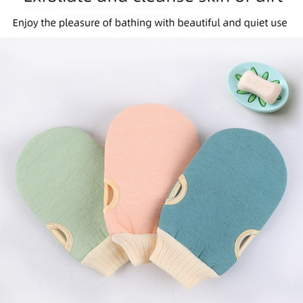 Blue 3-Piece Exfoliating Bath Set with Long-Handle Back Scrubber, Exfoliating Glove & Loofah Sponge for Deep Cleansing