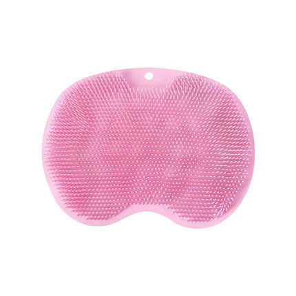 Pink 3-piece set  (2-Pack Silicone Foot & Back Scrubber Mat with Suction Cups + 1 Premium Lace Bath Loofah Sponge Set) - Non-Slip Foot Massager & Exfoliating Shower Set
