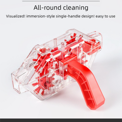 Red Transparent Bicycle Chain Cleaner with Visualization Design - Immersion Wash Tool for Road & Mountain Bikes + Bonus Cleaning Brush
