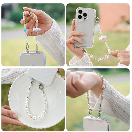 YKA-13 Trendy Double-Clasp Beaded Phone Wrist Strap - Colorful Acrylic & Metal Anti-Loss Lanyard with Spacer Gift