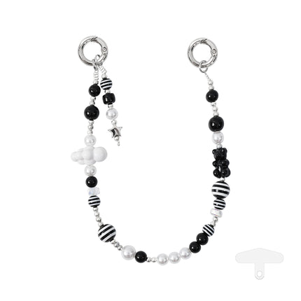 YKA-14 Trendy Double-Clasp Beaded Phone Wrist Strap - Colorful Acrylic & Metal Anti-Loss Lanyard with Spacer Gift