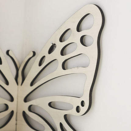 White Wooden Butterfly Wall Shelf - Hollow-Out Decorative Corner Storage Rack for Home & Bedroom
