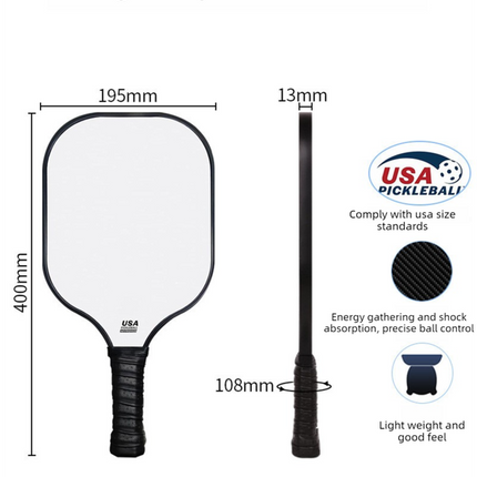 Black Fiberglass Pickleball Paddle Set with Black Neoprene Protective Cover - Lightweight Outdoor Sports Racket for Beginners & Pros