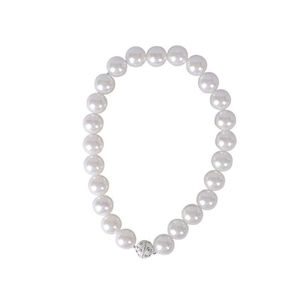 3 Pairs Magnetic Pearl Curtain Tiebacks（40cm） - No-Drill ABS Bead Holdback with Rhinestone Clasp