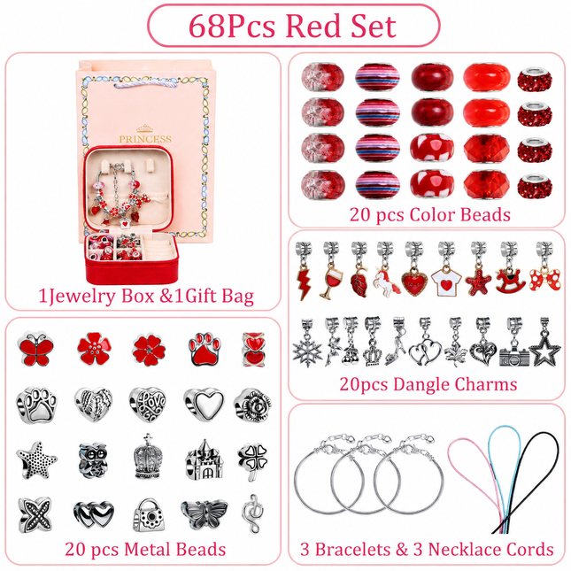 Red Kids DIY Bead Jewelry Making Kit