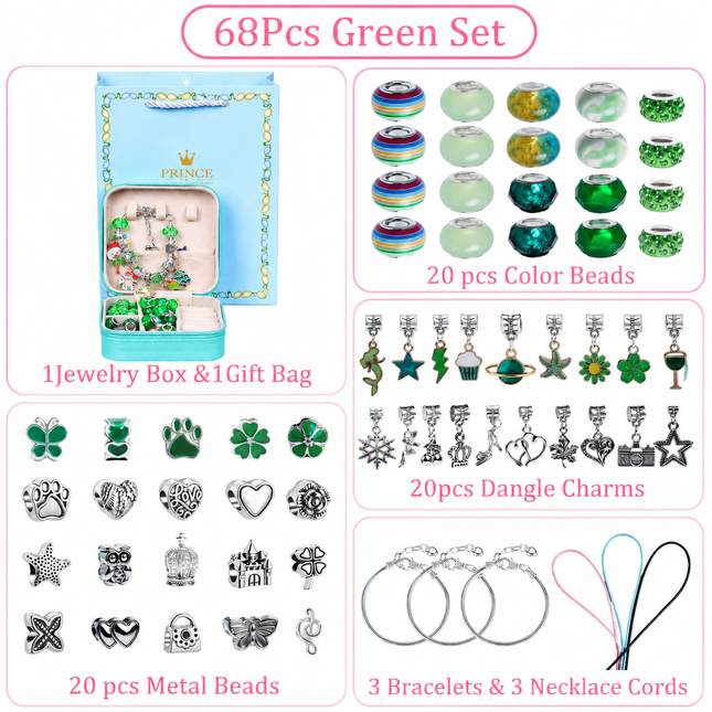 Green Kids DIY Bead Jewelry Making Kit