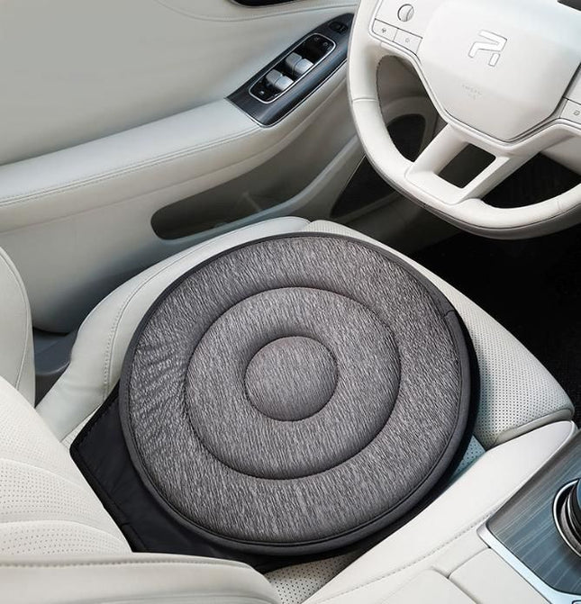 Grey 360 Degree Swivel Car Seat Cushion Portable Rotating Transfer Aid for Elderly Pregnant Women &
