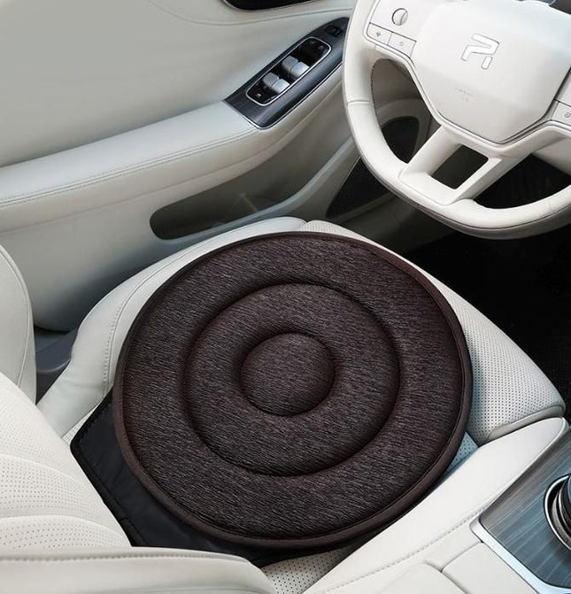Brown 360 Degree Swivel Car Seat Cushion Portable Rotating Transfer Aid for Elderly Pregnant Women &